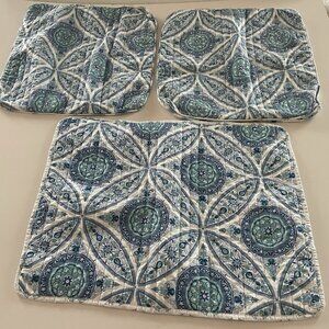 Cynthia Rowley Pillow Shams Set Of 3 Boho Medallion Blue Green White
